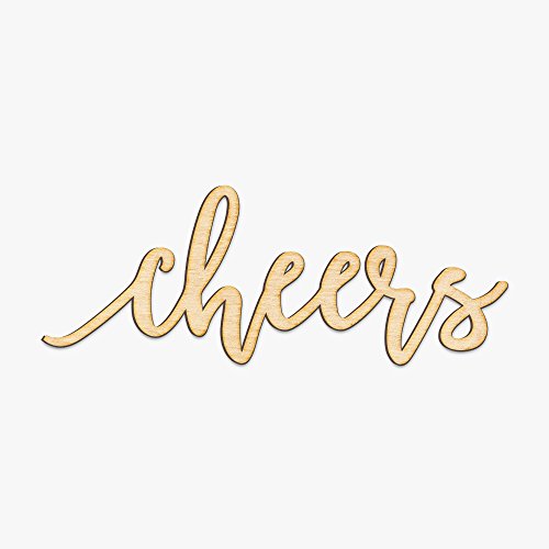 Pen Script Cheers Wood Sign Home Party Wedding Rustic Décor Wall Art Unfinished 24" x 7" Woodums