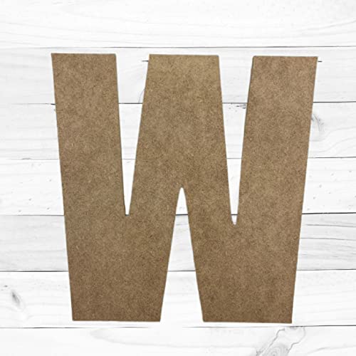 11" Wooden Craft Letter W Unfinished, Impact Font, Craft Cutout on 1-8" MDF Build-A-Cross