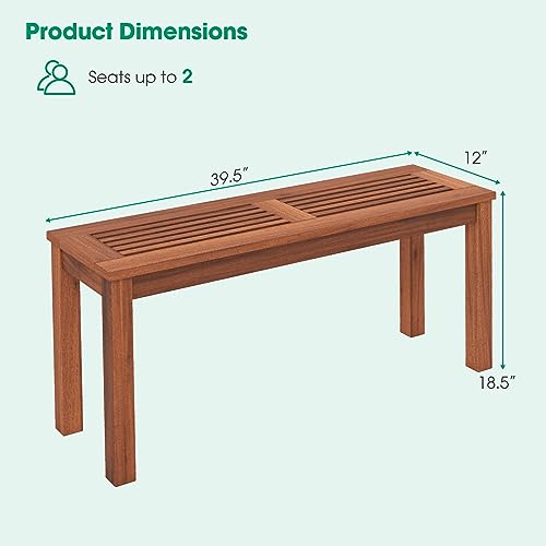 Tangkula Solid Wood Loveseat Bench for Indoor and Outdoor Relaxation, 39.5" Slatted Seat for Two Tangkula