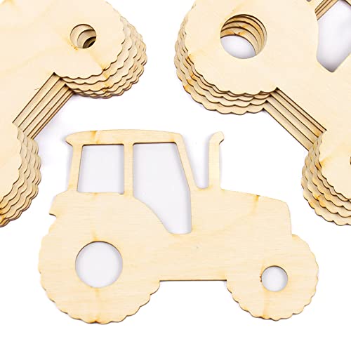 Pack of 24 Unfinished Wood Farm Tractor Cutouts - Made in USA Blank Tractor Wooden DIY Shapes for Scouts, Camps, Vacation Bible School, & Birthday Factory Direct Craft