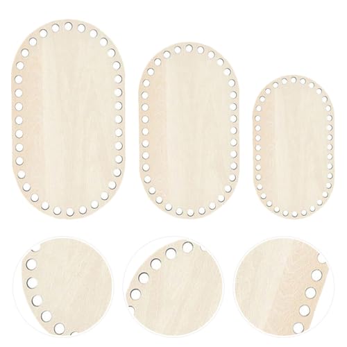 STOBOK 3pcs Wooden Basket Bottoms for Knitting Wooden Basket Bottom Basket Bottom for Crochet for Crochet Unfinished Wooden Round Weaving Knitting STOBOK