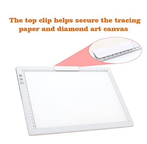 Rechargeable A4 LED Light Pad with Padded Case, YINGWOND Tracing Light Box w/Riser Stands and Paper Clip, 6 Levels of Brightness, Type-c Cable, YINGWOND