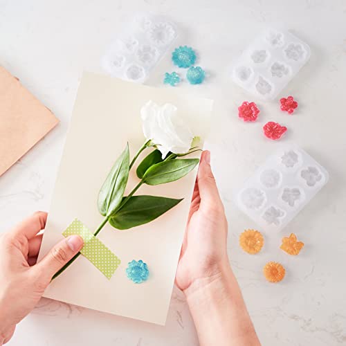 OIIKI 3PCS 3D Flower Resin Silicone Molds, Daisy Sunflower Flower Resin Casting Molds, DIY Resin Pendant Molds for Jewelry Making Necklace, Earrings, OIIKI