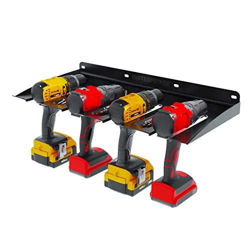 UNITEDPOWER Electric Drill Storage Rack, Holds 4 Drills, 2022 Upgraded Wall Mounted Power Tool Organizer for Workshop, Shed, Garage, Home (Drill UNITEDPOWER