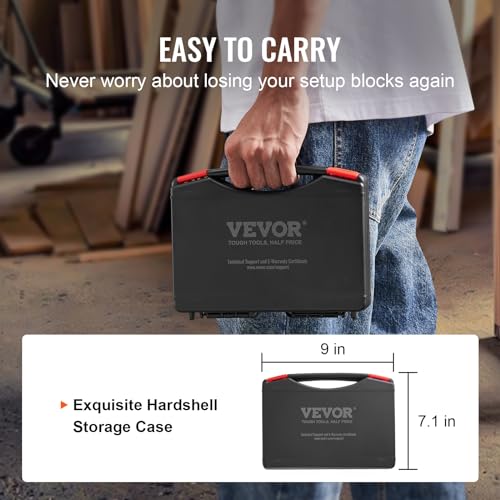 VEVOR Setup Blocks Woodworking Tools, 16-Piece, Precision Height Gauge Block Set, with Clearly Laser Engraved Size Markings and Storage Case, VEVOR