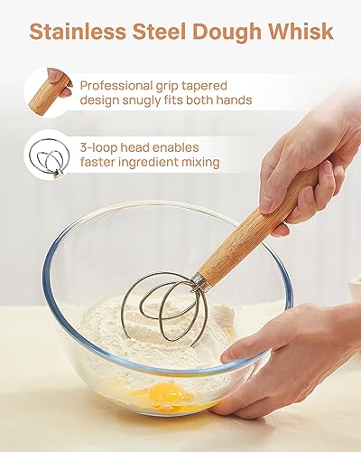 Kootek Sourdough Bread Baking Supplies, 9 Inch Round Sourdough Starter Kit, Baking Tools Banneton Bread Proofing Basket with Bread Lame, Dough Kootek