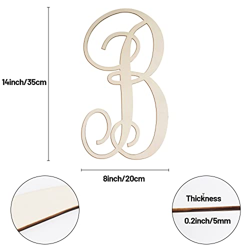 Cursive Wooden Letters B for Wall Decor 14 Inch Large Wooden Letters Unfinished Monogram Wood Letter Crafts Alphabet Sign Cutouts for DIY Painting Focal20