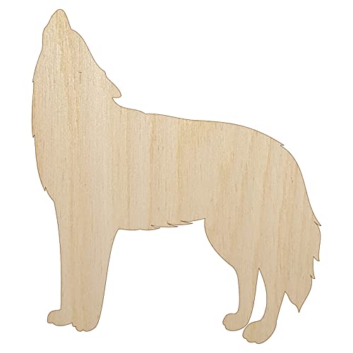 Howling Wolf Solid Unfinished Wood Shape Piece Cutout for DIY Craft Projects - 1/8 Inch Thick - 6.25 Inch Size Sniggle Sloth