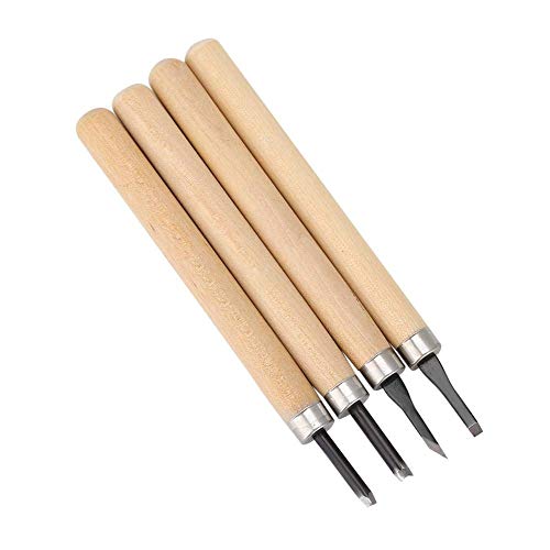 Wood Carving Tool, 4pcs Rubber Stamp Carving Knife Manual Sharpener for DIY Art Craft Carpentry Beginners Amateur (Number Two) HEEPDD