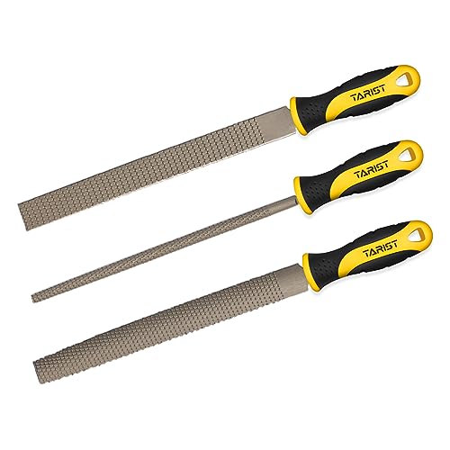 TARIST 3-Piece 8" Wood Rasp File Set, Includes Flat/Half-Round/Round. For Woodworking & Sharping Wood TARIST