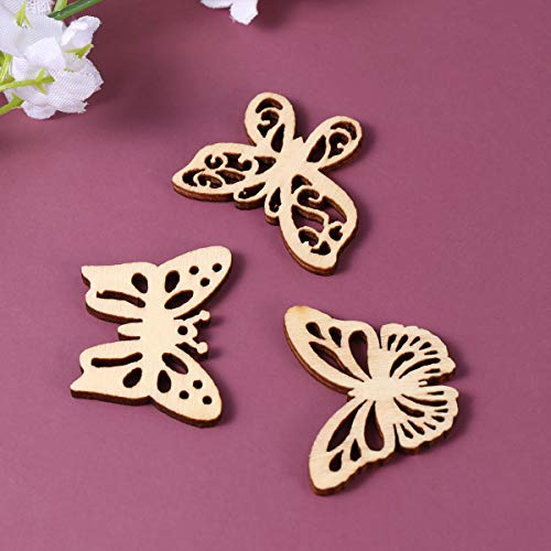 BESPORTBLE 100PCS Unfinished Wood Crafts Butterfly Wood Crafts Wood Butterfly Embellishment Unfinished Wood Butterfly Rustic Decor Wooden BESPORTBLE