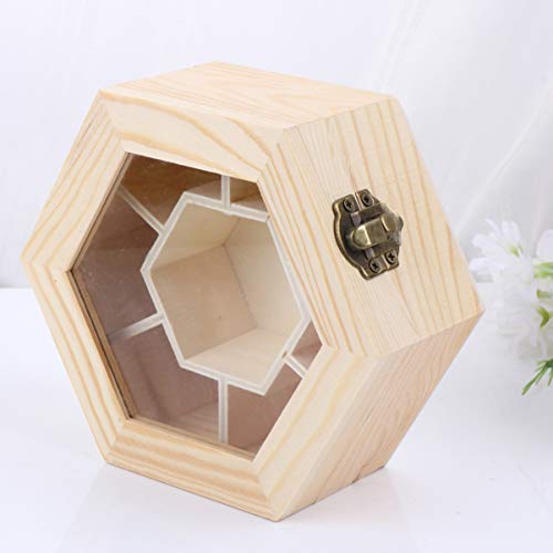 Healifty Necklace Box Unfinished Wooden Box Hexagon Jewelry Organizer Box 7 Compartments Trinket Box Treasure Storage Box for Bracelet Necklace Healifty