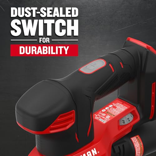 CRAFTSMAN 20V MAX Cordless Detail Sander, Tool Only (CMCW221B), Red Craftsman