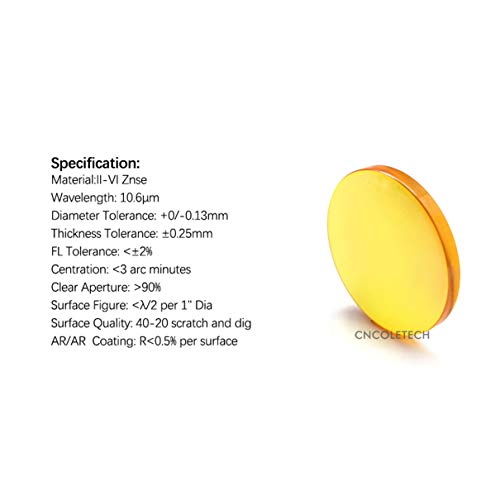 CNCOLETECH CO2 Laser Lens Dia:18mm FL:3" or 76.2mm Laser Mirror CVD ZnSe Focus Focal Lens for CO2 Laser Engraving Cutting Engraver/Cutter 40W-200W CNCOLETECH