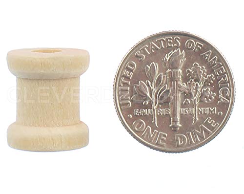 CleverDelights 1/2" x 1/2" Wood Spools - 50 Pack - Empty Craft Spools CleverDelights