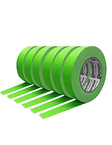 KREFINISH Painters Tape for Car Paint Green No Residue Automotive Masking Tape for Automotive Paint - Heat Resistant for Paint Booth, 0.7 Inches x 60 KREFINISH