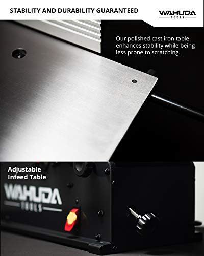 Wahuda Tools Jointer - 10-inch Benchtop Wood Jointer, Spiral Cutterhead Portable Jointer, Cast Iron Tables w/Pull Out Extensions, 4-Sided Carbide WAHUDA TOOLS