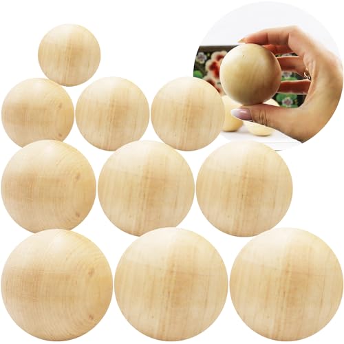 Wooden Craft Balls 2.4 in - Unfinished Wood Beads for Crafts & Decor, 10-Pack