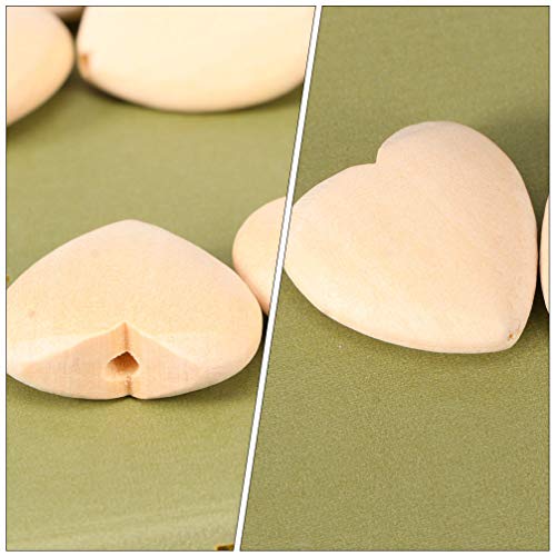 EXCEART 20Pcs Log Color Peach Heart Wooden Shapes to Paint Wooden Loose Beads Heart Wooden Embellishments Wooden Hearts for Wood Heart Cutouts Wood EXCEART