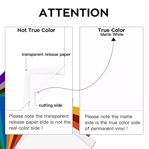 HTVRONT White Permanent Vinyl, 12 Pack White Vinyl for Cricut - 10 White Vinyl Sheets 12" x 12" & 2 Transfer Tape Sheets for Party Decoration, HTVRONT