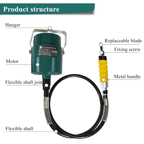 Electric Wood Chisel Hanging Mill Grinding Woodworking Carver Pedal Control Engraving Machine Wood Chisel Carving Machine with Handle 5 Blades + Foot YUCHENGTECH