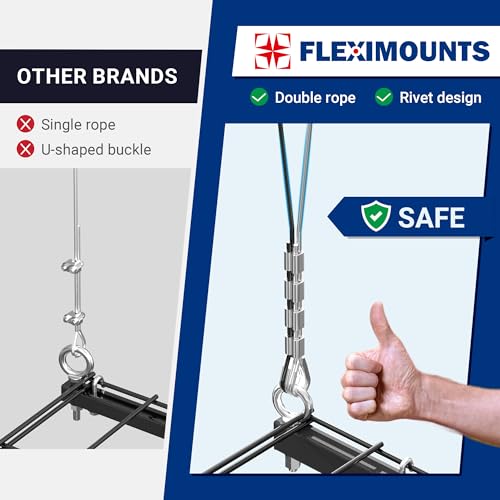 FLEXIMOUNTS GL1 Overhead Garage Lifting Storage Rack, 4x4 Ft Heavy-Duty Metal Garage Ceiling Rack, Adjustable Organization System, 300lbs Weight, FLEXIMOUNTS