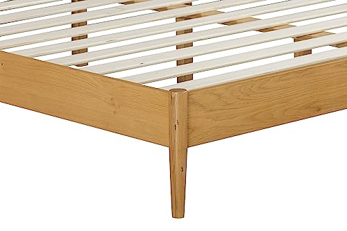 NTC Lupin King Wooden Bed Frame with Headboard - Solid Oak & Rubber Wood, Silent Slats, 1000 Lb Capacity NTC