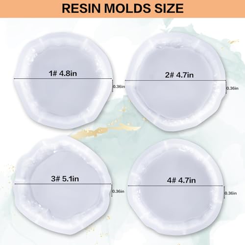 4 pcs Resin Coaster Molds, Silicone Coaster Molds for Epoxy Resin,Irregular Edge Coaster Molds for Resin Casting DIY Custom Coasters Resin Crafts SIMEIQI