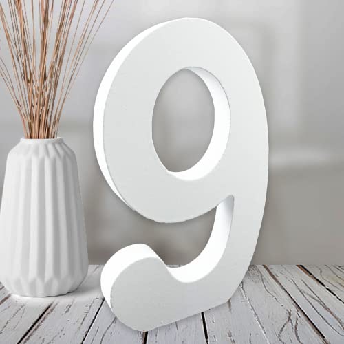 AOCEAN 6 Inch White Wood Numbers, Unfinished Wood Numbers for Wall Decor Decorative Standing Numbers Slices Sign Board Decoration for Craft Home AOCEAN