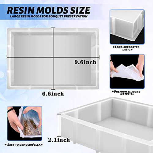 Large Rectangular Resin Silicone Mold,Bookends Resin Molds, Crystal Epoxy Casting Resin Molds for Flowers Preservation,Office Home Decoration, Sakolla