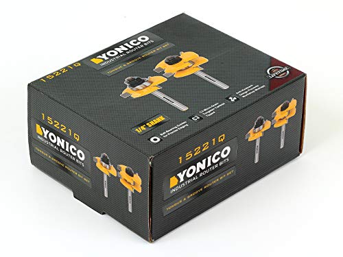 YONICO Tongue and Groove Router Bits Set Up to 3/4-Inch Stock 1/2" Cutting Depth 2 Bit Set 1/4-Inch Shank for Edge-to-Edge Hardwood Flooring, Yonico
