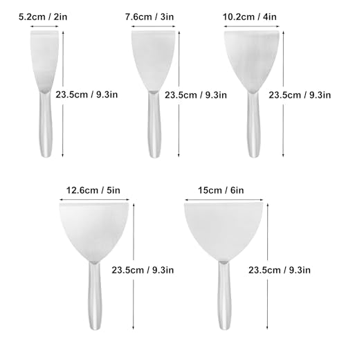 2", 3", 4", 5", 6" Putty Knife Scraper, Putty Knife Set, Stainless Steel Putty Knife, Wallpaper Scraper Paint Scraper Tool for Spreading Drywall GENHAKON