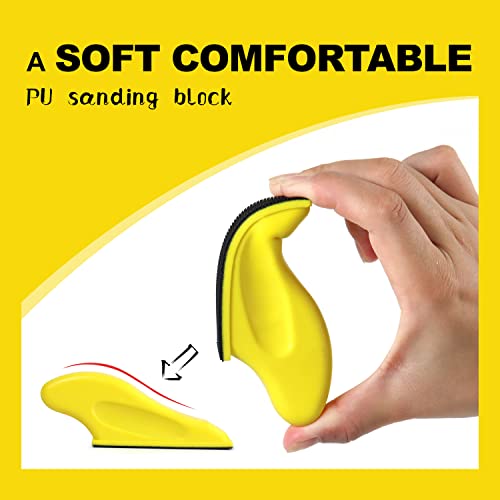 POLIWELL Micro Sander Kit 3.5” x 1” Mini Sander for Small Projects, Detail Handle Sanding Tools + Sandpaper 80 120 180 240 400 Grit for DIY Crafts POLIWELL