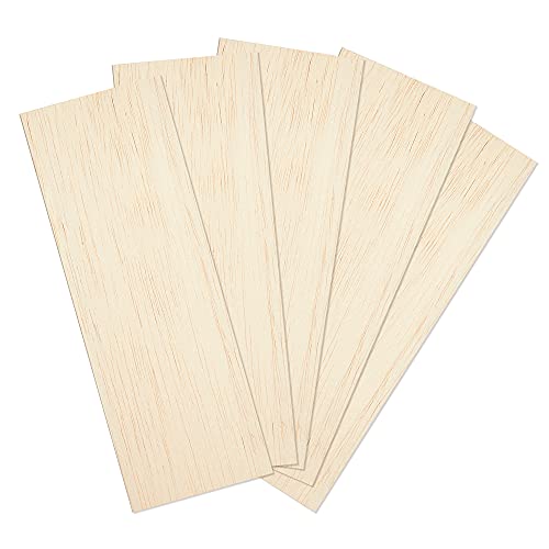 Balsa Wood Sheets 1/8" Inch Thick 12" x 4" Unfinished Wooden Board by Craftiff (5 Pack) Craftiff