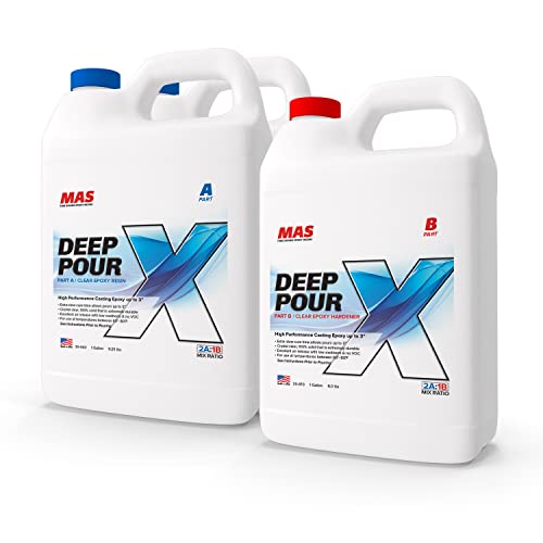 MAS Epoxies Deep Pour X Epoxy Resin Kit for Casting, Encapsulating, Filling Large Voids, River Tables, Sculptures, Live Edge Wood Tables (3 Gallon) MAS