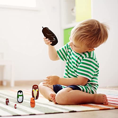 Nesting Dolls Russian Matryoshka Dolls for Kids Wood Stacking Nested Set 5 Pieces Handmade Toys for Children Christmas Birthday Decoration Halloween Zoymiu