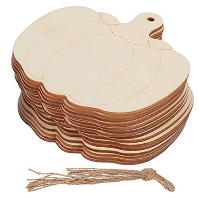 Sewroro 30pcs Wooden DIY Pumpkin Unfinished Wood Craft Cutout Blank Pumpkin for Halloween Fall Thanksgiving Party DIY Craft Decoration Supplies