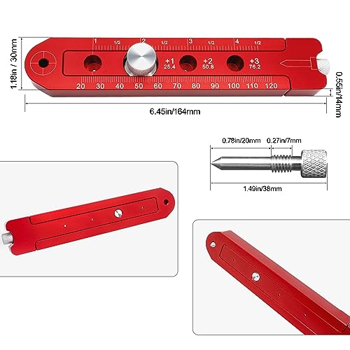 Woodworking Compass Scriber, Portable Aluminum Alloy Woodworking Compass Tool, Adjustable Metric/Inch Arc Drawing Ruler Circle Drawing Ruler Marking SlogPith