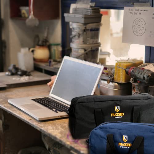 Rugged Tools Tool Bag Combo - Includes 1 Small & 1 Medium Toolbag - Organizer Tote Bags for Electrician, Plumbing, Gardening, HVAC & More Rugged Tools
