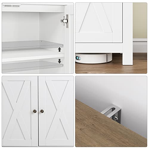 FOTOSOK Sideboard Buffet Cabinet with Storage, 55" Large Kitchen Storage Cabinet with 2 Drawers and 4 Doors, Wood Coffee Bar Cabinet Buffet Table FOTOSOK