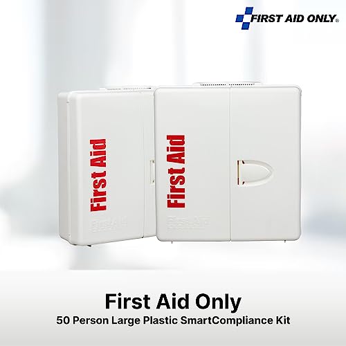 First Aid Only 1000-FAE-0103 50-Person SmartCompliance OSHA First Aid Kit for Businesses, Large Plastic First Aid Cabinet with Medications, 245 First Aid Only