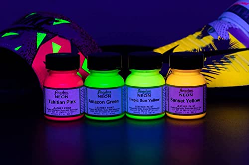 Angelus Neon Acrylic Paint Starter Kit, 6 Pack for Shoes, Boots, Bags, Furniture, Shirts, & More Angelus