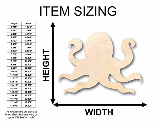 Unfinished Wood Octopus Silhouette - Craft- up to 24" DIY 20" / 1/4" 24 Hour Crafts