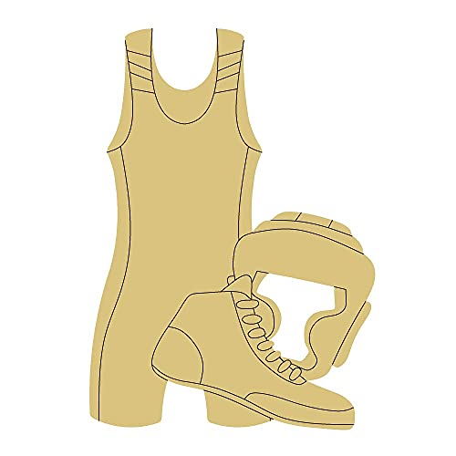 Wrestling Singlet Cutout Unfinished Wood Cheerleader Décor Home Décor School Door Hanger MDF Shape Canvas Style 1 Art 1 (6") Diverse Woodworking