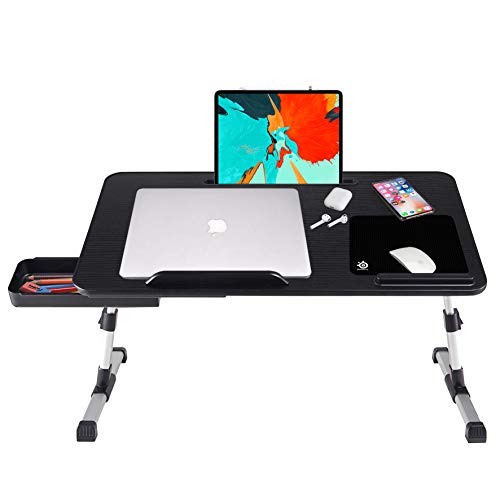 Lap Desk for Laptop,BUILDEC Adjustable Laptop Stand for Desk with Storage Drawer,Foldable Legs Standing Lap Table for Reading, Eating, Working, Buildec