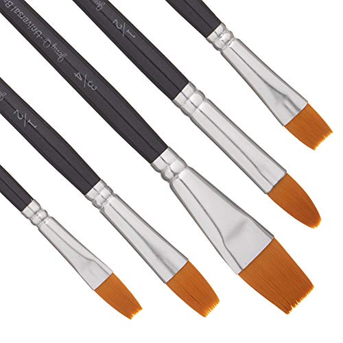 Jerry Q Art 15 pcs Golden Taklon Brush Set for Acrylic, Tempera, Watercolor, Oil Painting, Silver Ferrule with Violet Short Wooden Handles JQ151 Jerry Q Art