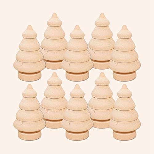 FOMIYES 10pcs Unfinished Mini Christmas Trees for DIY Crafts Wooden Unfinished Miniature Trees Drawing Doll Toy Wooden Peg Doll for Home Decoration FOMIYES