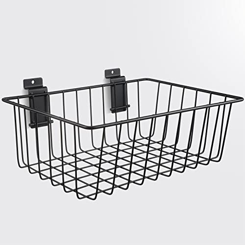 Eaasty 2 Pcs Slatwall Basket Ventilated Metal Slatwall Baskets Mounted Slatwall Baskets Hanging Slatwall Accessories for Storage Display on Garage Eaasty