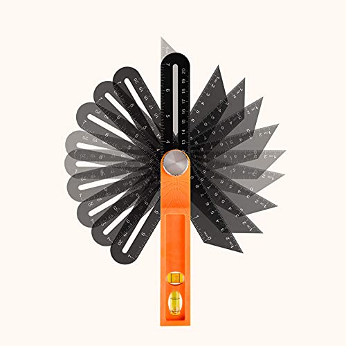 Fomgeely Horizontal Sliding T-Bevel Gauge, Level Tool, T-bevel Ruler with Horizontal and Vertical Bubble, Carpenter Squares Measuring Earthtec