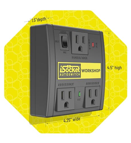 i-Socket Automated Vacuum Switch, Dust Control with Automatic Shutoff and Delay - Prevents Inrush Current from Circuit Overload i-Socket